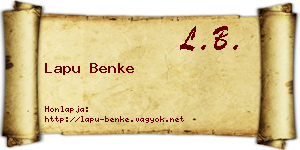 Lapu Benke névjegykártya